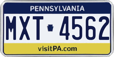 PA license plate MXT4562