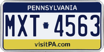 PA license plate MXT4563
