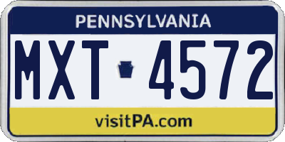 PA license plate MXT4572