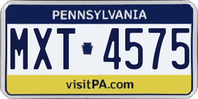 PA license plate MXT4575