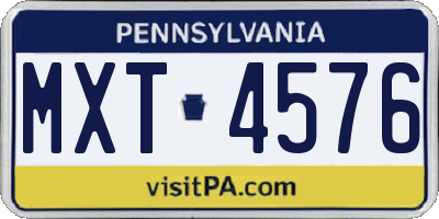 PA license plate MXT4576