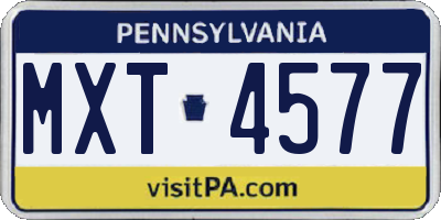 PA license plate MXT4577