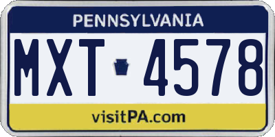 PA license plate MXT4578