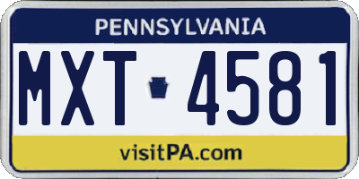 PA license plate MXT4581