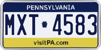 PA license plate MXT4583