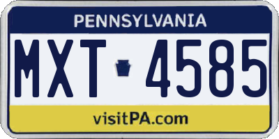 PA license plate MXT4585