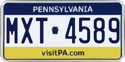 PA license plate MXT4589