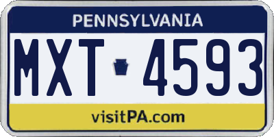 PA license plate MXT4593