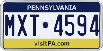 PA license plate MXT4594