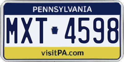 PA license plate MXT4598