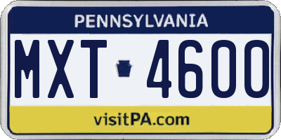 PA license plate MXT4600