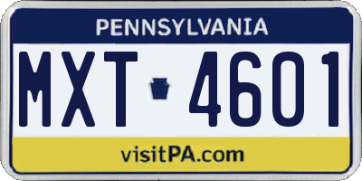 PA license plate MXT4601