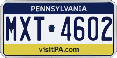PA license plate MXT4602