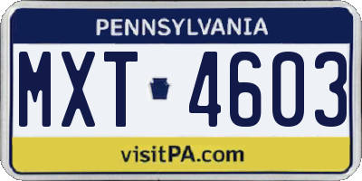 PA license plate MXT4603