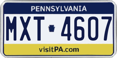PA license plate MXT4607