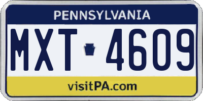 PA license plate MXT4609