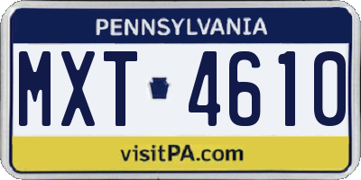 PA license plate MXT4610