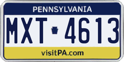 PA license plate MXT4613