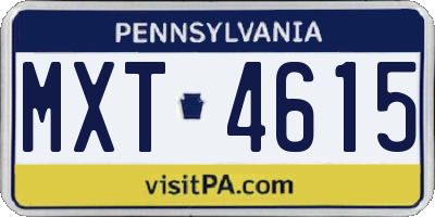 PA license plate MXT4615