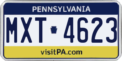 PA license plate MXT4623