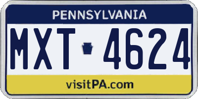 PA license plate MXT4624