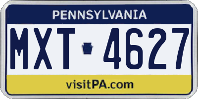 PA license plate MXT4627