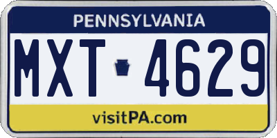 PA license plate MXT4629