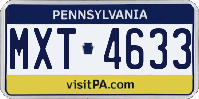 PA license plate MXT4633