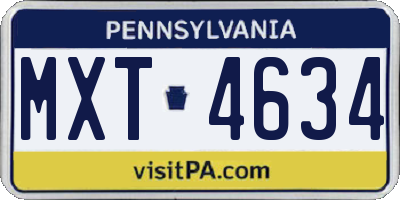 PA license plate MXT4634
