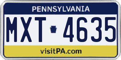 PA license plate MXT4635