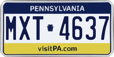 PA license plate MXT4637