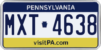 PA license plate MXT4638