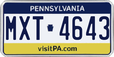 PA license plate MXT4643