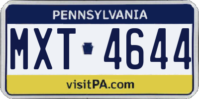 PA license plate MXT4644