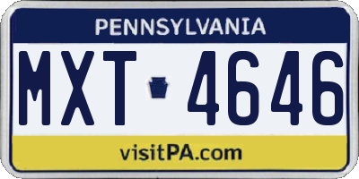 PA license plate MXT4646