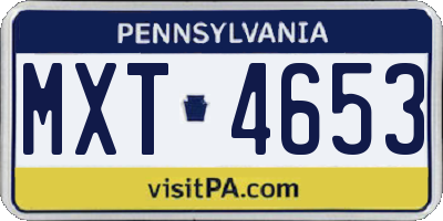 PA license plate MXT4653