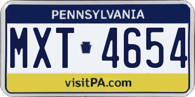PA license plate MXT4654