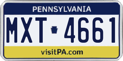 PA license plate MXT4661