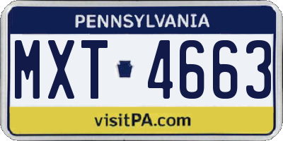 PA license plate MXT4663
