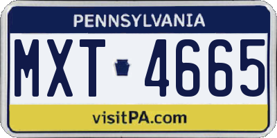 PA license plate MXT4665