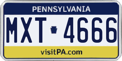 PA license plate MXT4666