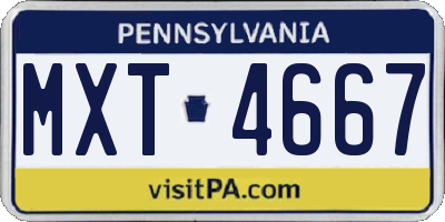PA license plate MXT4667