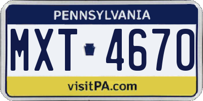 PA license plate MXT4670