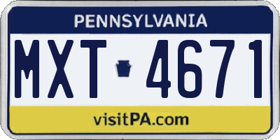PA license plate MXT4671