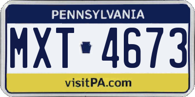 PA license plate MXT4673