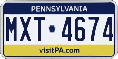 PA license plate MXT4674