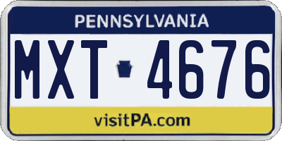 PA license plate MXT4676