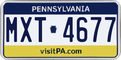 PA license plate MXT4677