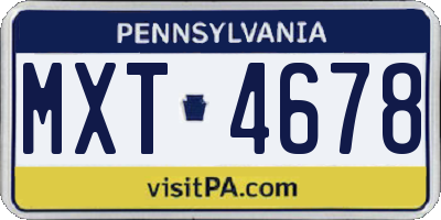 PA license plate MXT4678