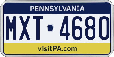 PA license plate MXT4680